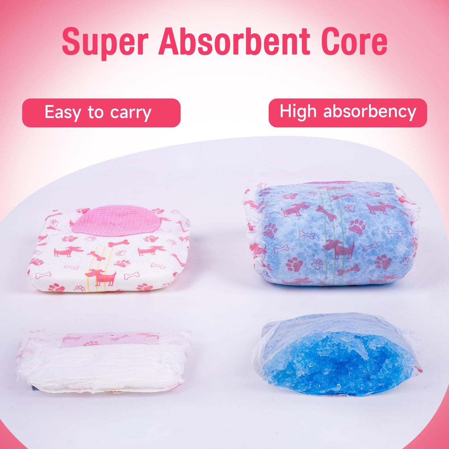 Pet Soft Dog Nappies Female, 20 Count Disposable Dog Pants Female Small, Super Absorbent Disposable Dog Diapers for Girl Dogs in Season/Heat/Incontinence with Adjustable Tail Hole (S 20Count)