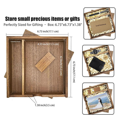 32GB USB 3.0 Wedding USB Flash Drive with Wooden Gift Box TATMOHIK Wood Thumb Drive for Storing Photos Walnut Wooden Jump Drive for Keepsakes for Anniversary/Birthday/Photographer/Wedding