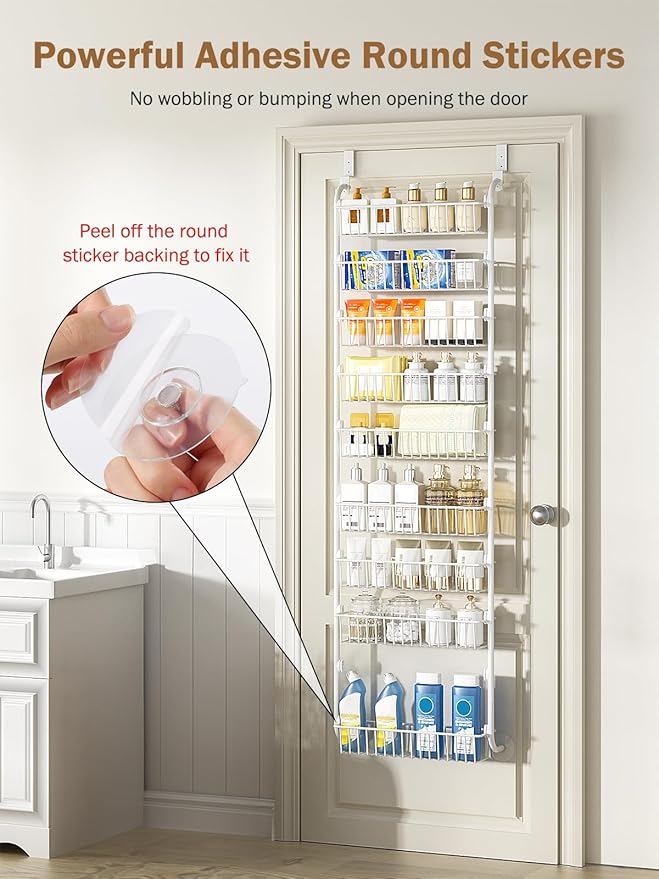 Delamu Over The Door Pantry Organizer, 9-Tier Pantry Door Organizers and Storage