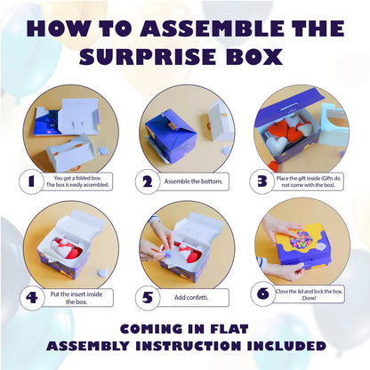 FETTIPOP Birthday Gift Box KIT (White), Gift Box Exploding Confetti, Surprise Prank Box Pop Up 7.2x5.5x4.3 in.