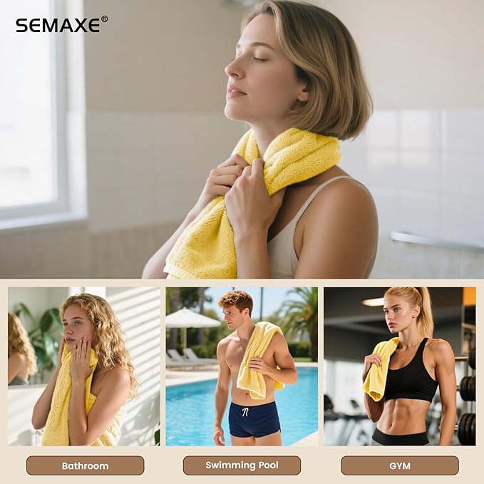 SEMAXE Hand Towels for Bathroom, 100% Cotton Towels