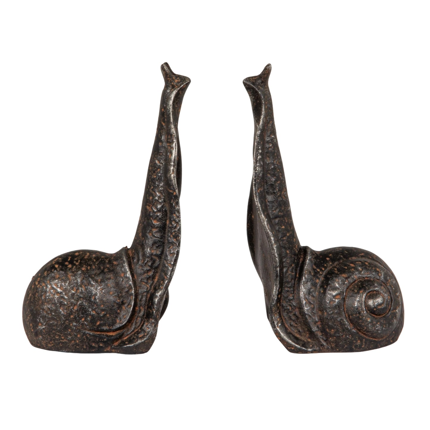 Creative Co-Op Decorative Distressed Cast Iron Snail Bookends, Antique Black Finish