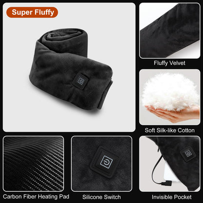 Neck Heating Pad Heated Scarf Rechargeable,Heating Pad for Neck Pain &Stiffness Relief,Heated Neck wrap Warmer with 7000mAh Power Bank,Cordless Thermal Neck Brace,Gifts for Women Men (Black)