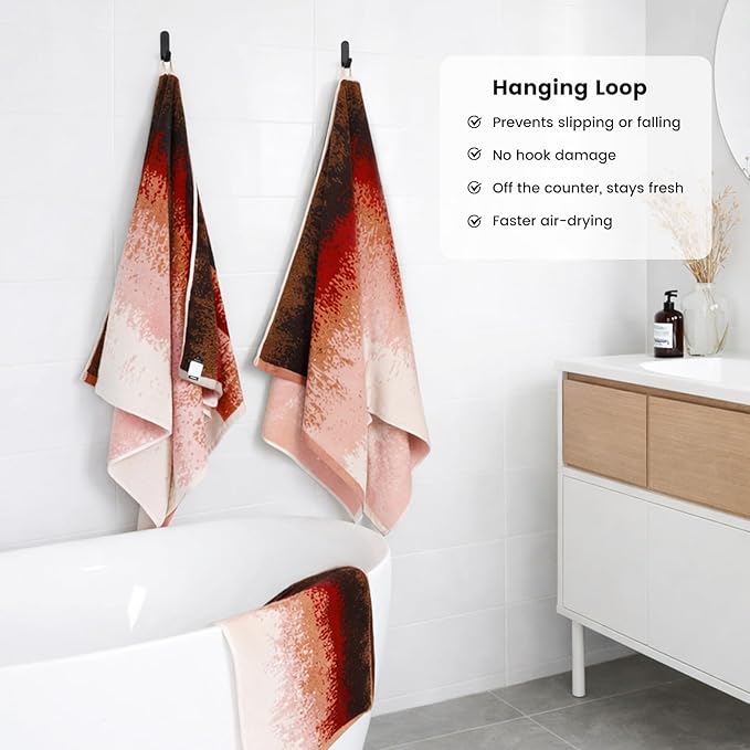 SEMAXE Bathroom Towel Set with Hanging Loop – 8-Piece Yarn Dyed Jacquard Cotton