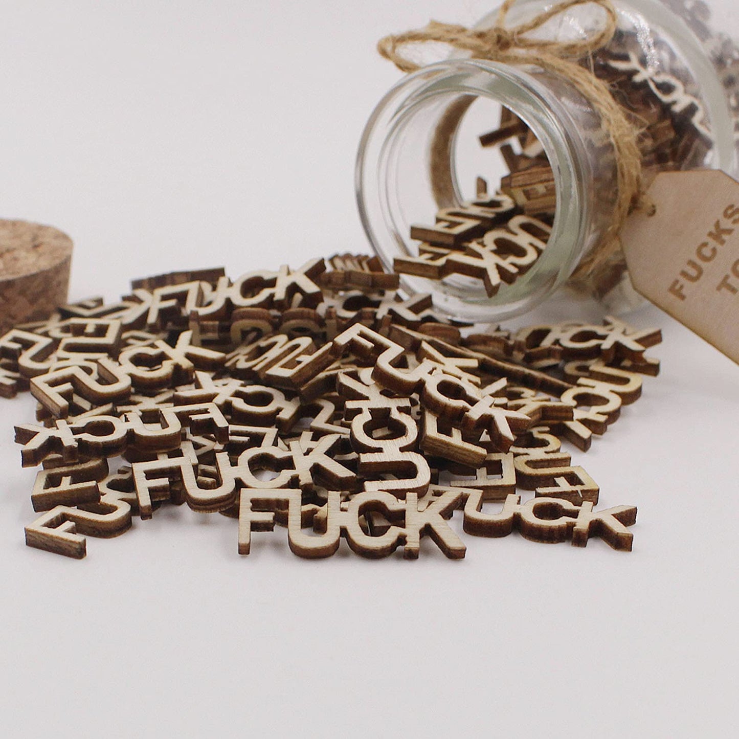 fuc k jar（5oz）Gift Jar,Fuc ks to Give,Fuc k Wooden Cutout Letter Piece Bad Mood Vent Spoof Birthday Day,Holiday, Thanksgiving Christmas Gifts to Friend,gag Funny Gift