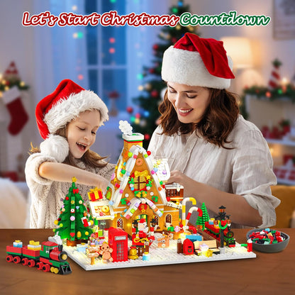 INSOON Advent Calendar 2025 Gingerbread House Mini Building Set with Lights, 24 Days Christmas Countdown Building Block Kit with Xmas Tree Train, Holiday Gift Toy for Adults Teens Girls Boys Ages 10+