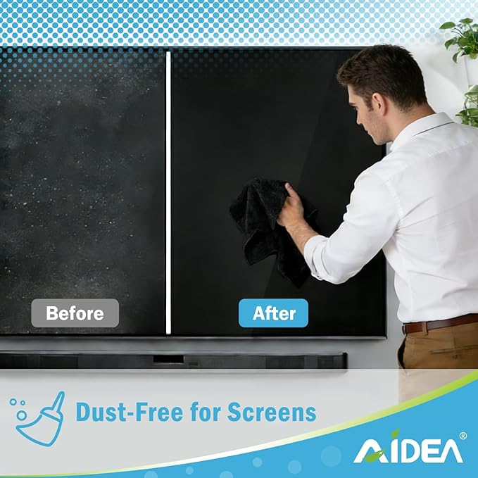 AIDEA Microfiber Cleaning Cloth Black 50PK, Microfiber Towels
