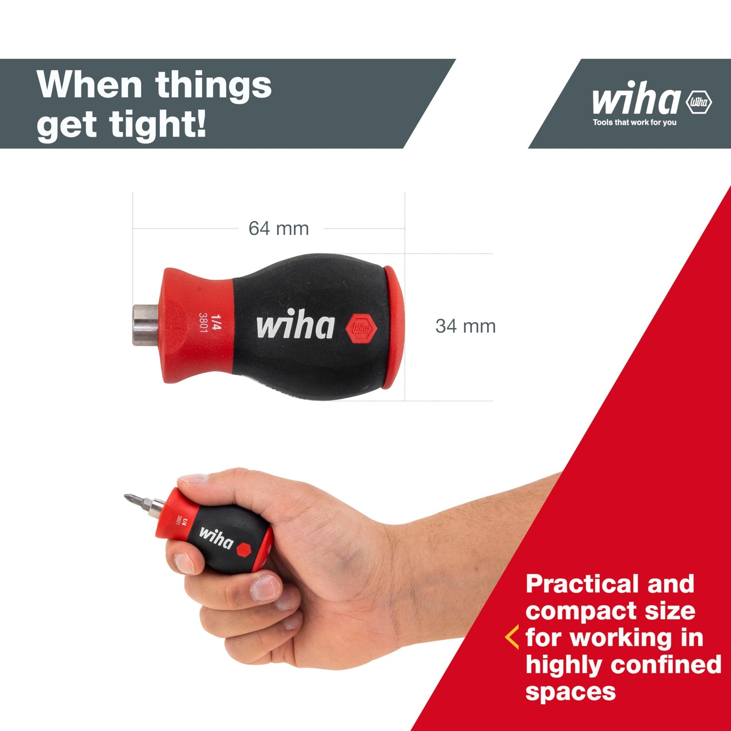 Wiha 3801-04 Stubby 1/4'' (380104)
