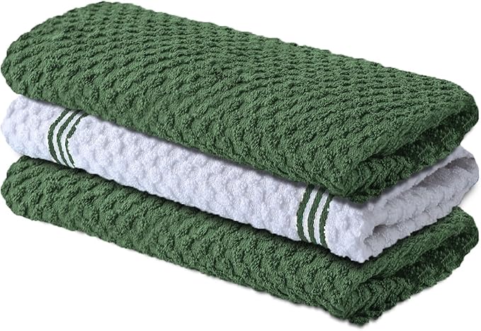 Infinitee Xclusives Premium Kitchen Towels – Pack of 3, 100% Cotton 15 x 25