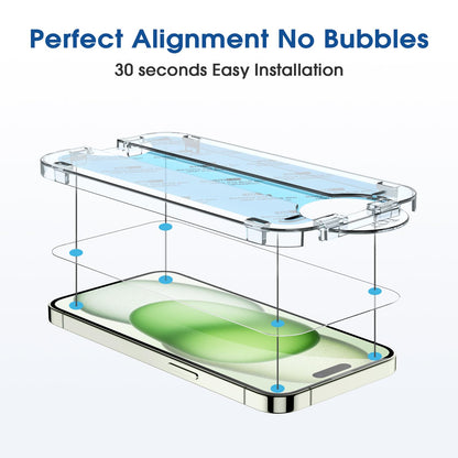 amFilm Easiest Installation OneTouch for iPhone 15 Pro Max Screen Protector [6.7 Inch] Tempered Glass + Camera Lens Protector, Auto-Alignment Tech, Bubble Free, Case Friendly, Anti-Scratch [2+2 Pack]