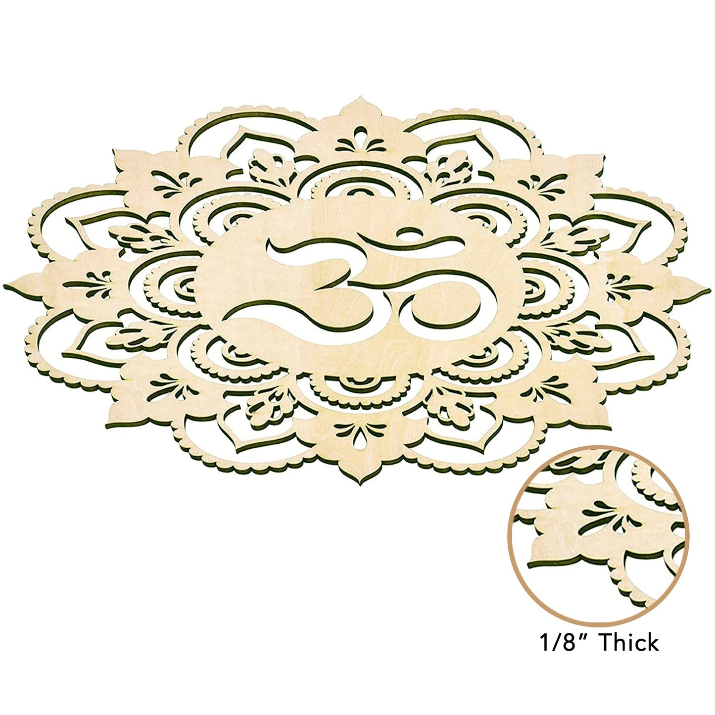 Fourth Level MFG 12" Sacred Om, Sacred Geometry Wood Wall Art, Sacred Sound Symbol, Mandala, Zen Home Decoration for Yoga and Meditation, Good Chakra Energy Spiritual Altar Decor