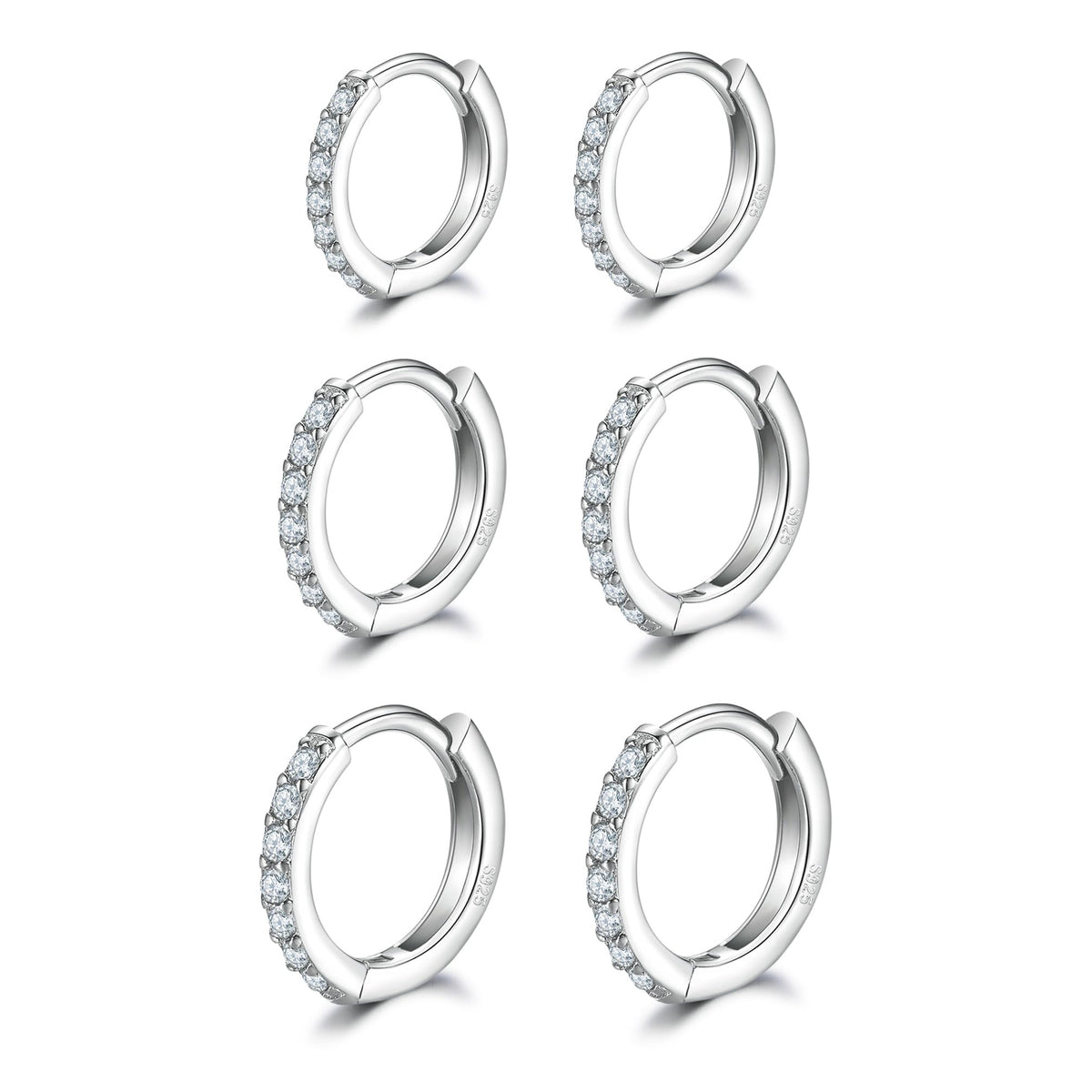 Cartilage Earring Hoop Sterling Silver Small Hoop Earrings Cubic Zirconia Cuff Huggie Mini Hoops Piercing for Women 8mm 10mm 12mm