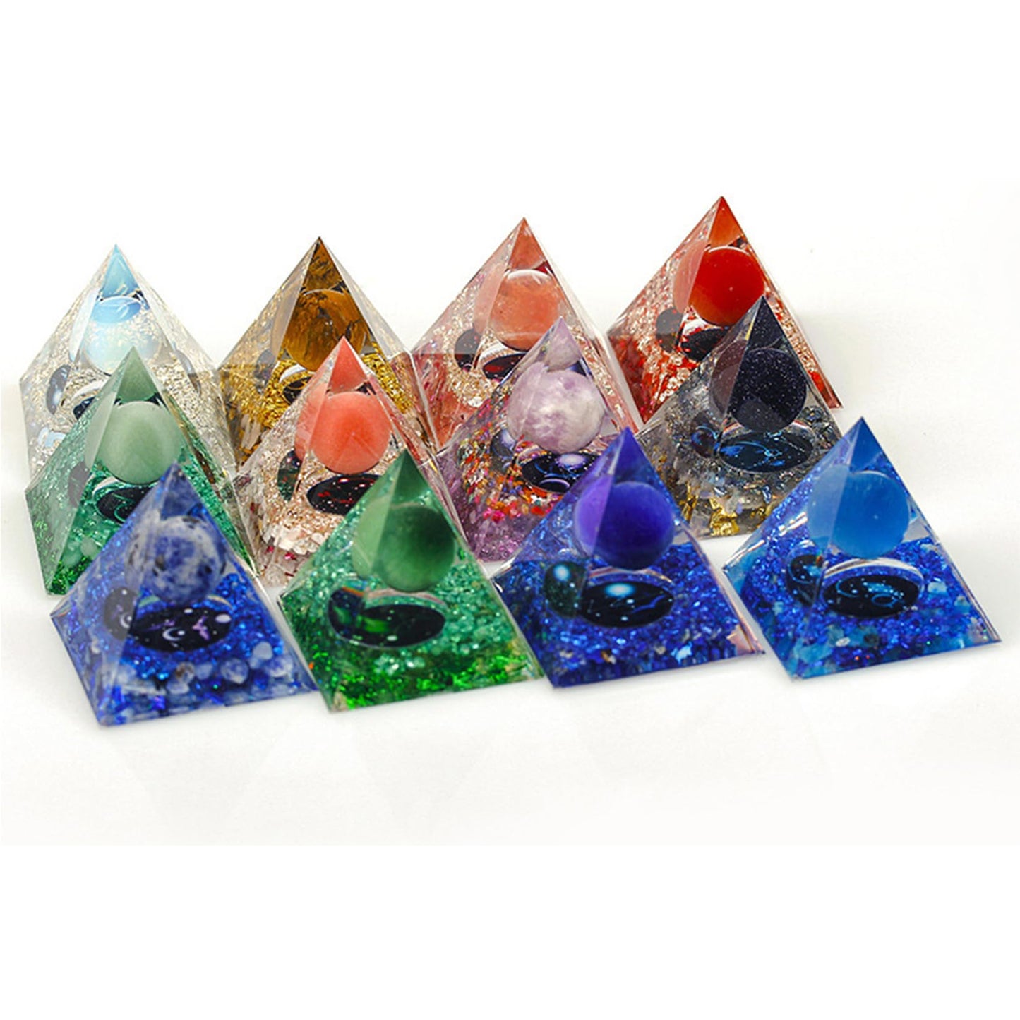 SEVNPRIME Unique Handmade Constellation Positive Energy Orgonite Pyramid Decoration Scorpio Cat's Eye Stone Crystal Pyramid Ornaments for Office/Living Room/Bedroom/Yoga(Scorpio)