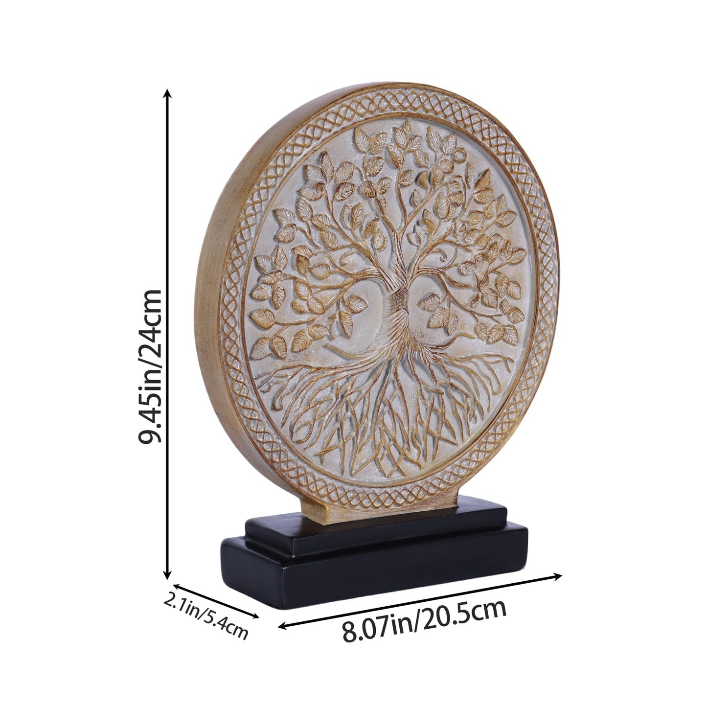 DOVDOV Circular Tree of Life Decorative Sculpture, Wood-Effect Home Decor Statue, Modern Art Home Decor Suitable for Office Bookshelves, Coffee Tables, and countertops as Decorative Accents.