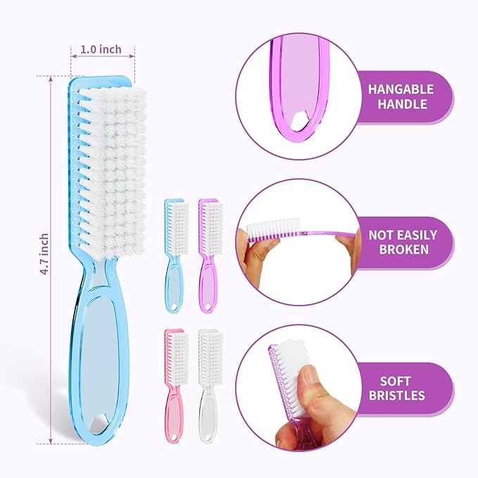 12 Pcs Handle Grip Cleaning Brushes, Hand Fingernail Nail Scrub Manicure Brush