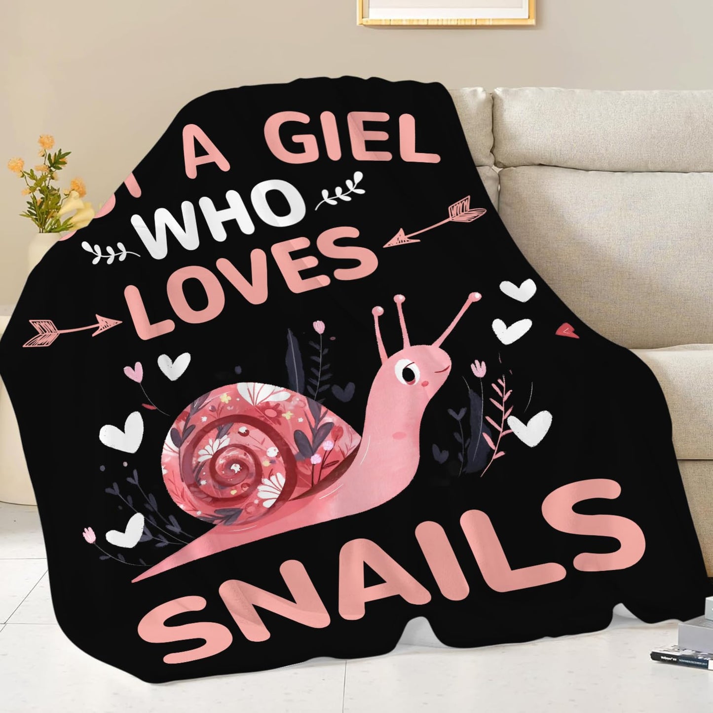 Baegopa Snails Blanket Gifts for Girls Women Snail Stuff Throw Blankets Cozy Plush Fleece Flannel Fuzzy for Bed Decor 50"X40"