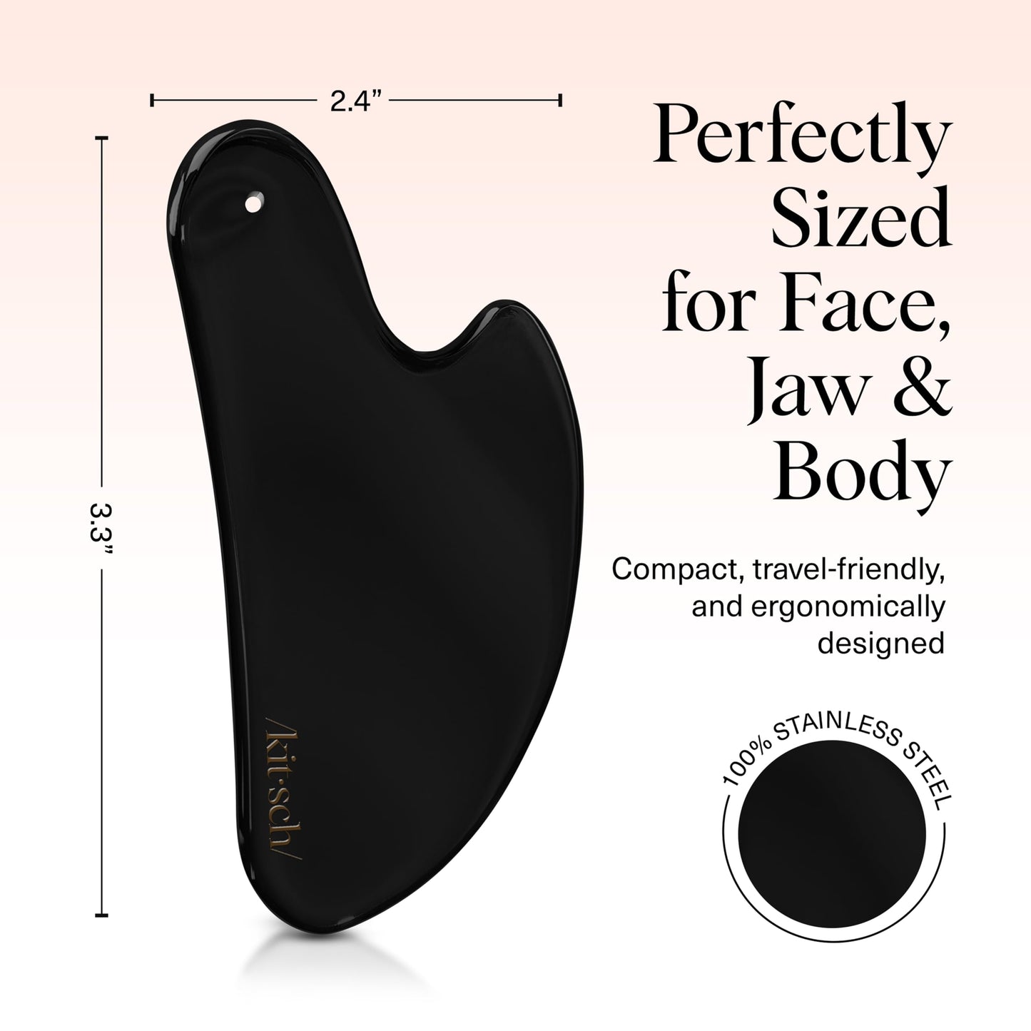 Kitsch Stainless Steel Gua Sha Facial Tools - Guasha Tool for Face, Face Sculpting Tool, Jawline Shaper, Double Chin Reducer, Body Gua Sha Tools, Lymphatic Drainage Massager, Facial Skin Care - Silver