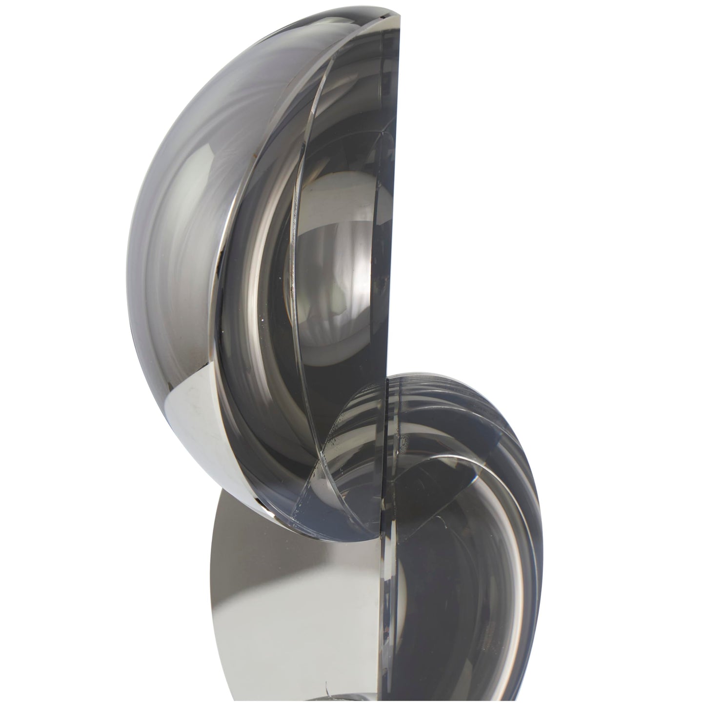 Deco 79 Crystal Geometric Decorative Sculpture Quartered Stacked Orbs Home Decor Statue with Square Black Base, Accent Figurine 5" x 4" x 16", Dark Gray