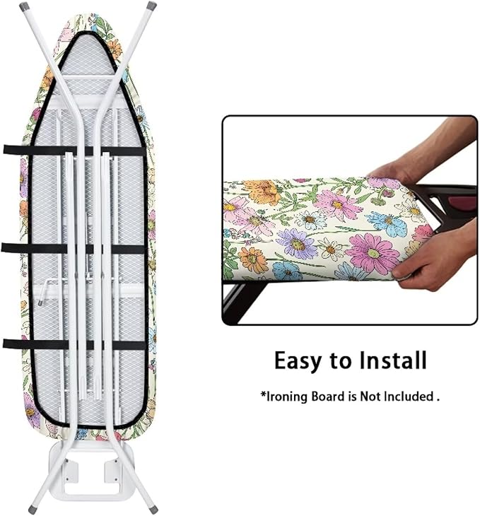 Colorful Floral Ironing Board Cover and Pad Standard Size 15x54 Padded Ironing