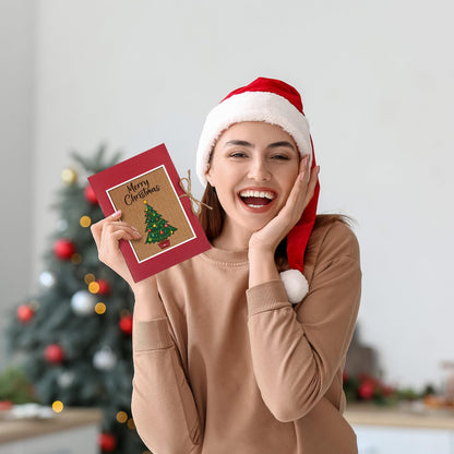 Engrowtic Christmas Gift Card Book 5 Slots Gift Postcard Sleeves Christmas Tree Money Holder Envelope Booklet for Cash Xmas Party Supplies for Teacher Office Employee Appreciation