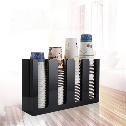 Tirifer Disposable Coffee Cup Dispenser Organizer Paper Cup Lid Sleeve Holder Presentation Storage Coffee Milk Tea Shop Restaurant Accessories Halloween Party Supplies, 4 Compartments