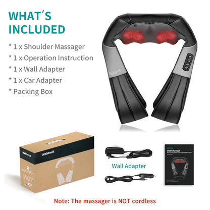 Nekteck Neck Massager for Pain Relief Deep Tissue, FSA Eligible Shiatsu Back Massager with Heating 3D Kneading Massage Pillow for Shoulder Leg Muscle, Office Home Car Use, HSA Eligible, Plug-in Use