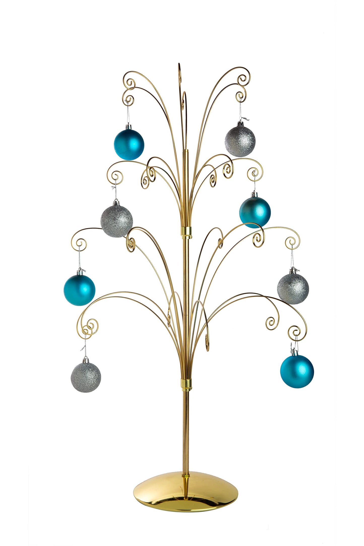 Creative Hobbies ORNTREE 36 Inch Tall Ornament Display Tree, Bright Brass Plated, Holds 24 Ornaments