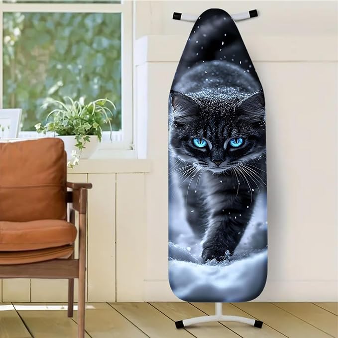 Nuxovilar Snowy Black Cat with Blue Eyes Ironing Board Cover, 15 * 54inch