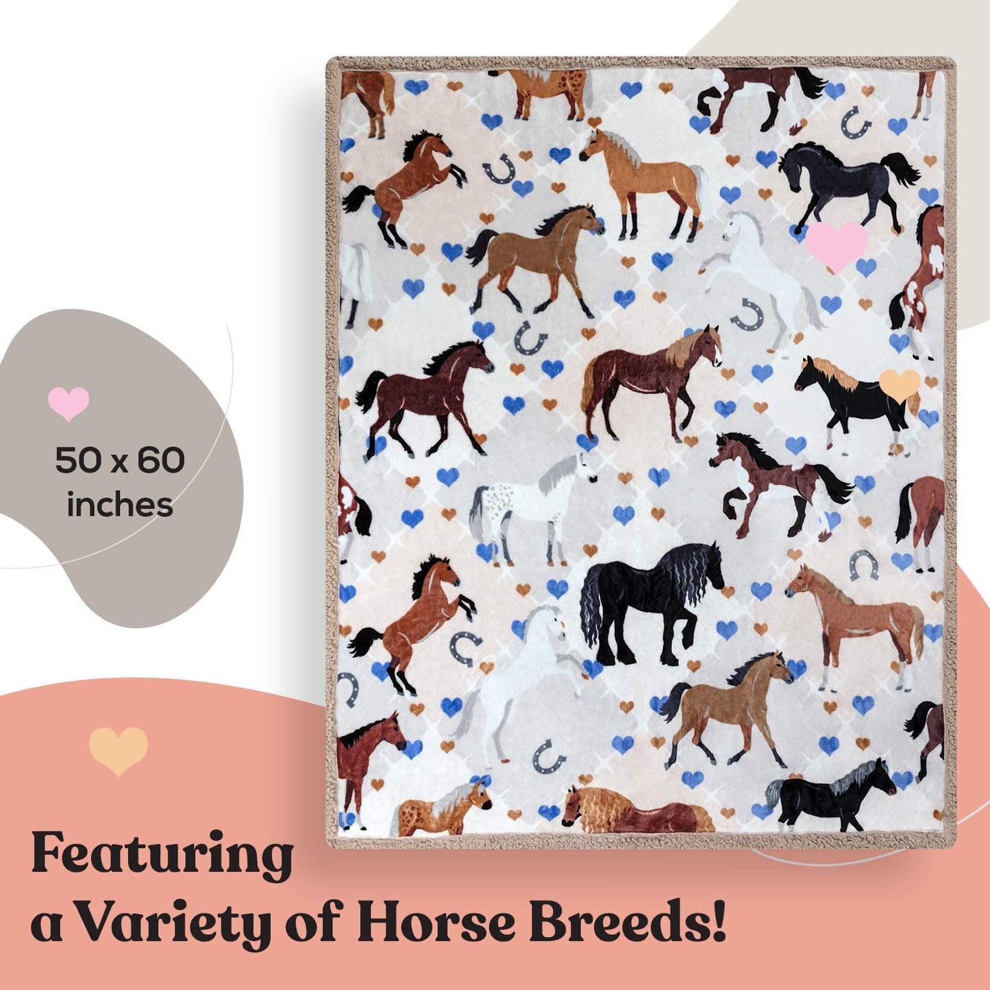 Horse Blanket for Girls - Perfect Horse Gifts for Girls - Soft & Cozy Lightweight 50x60 inch Throw Blanket, Loved by Kids and Granddaughters - Equestrian Gifts for Women