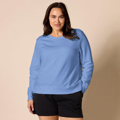 Amazon Essentials Women's French Terry Fleece Crewneck Pullover Sweatshirt (Available in Plus Size), Blue, M
