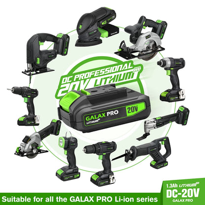 GALAX PRO Cordless Impact Driver 20V, Variable Speed (0-2800RPM),with LED Work Light, 6pcs Screwdriver Bits, 1.3Ah Battery and Charger