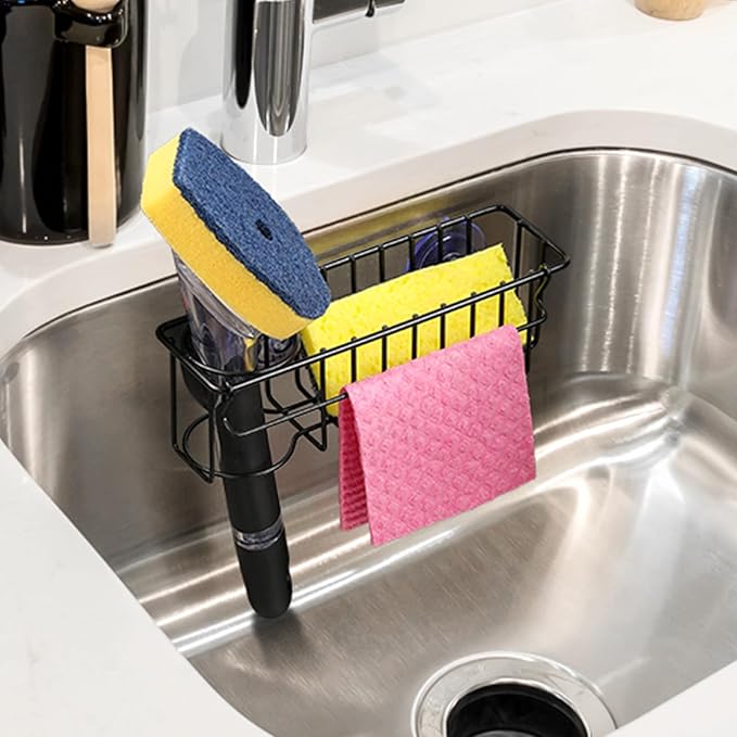 3-In-1 Sponge Holder for Kitchen Sink, 2 Type Suspension Options, Hanging Sink