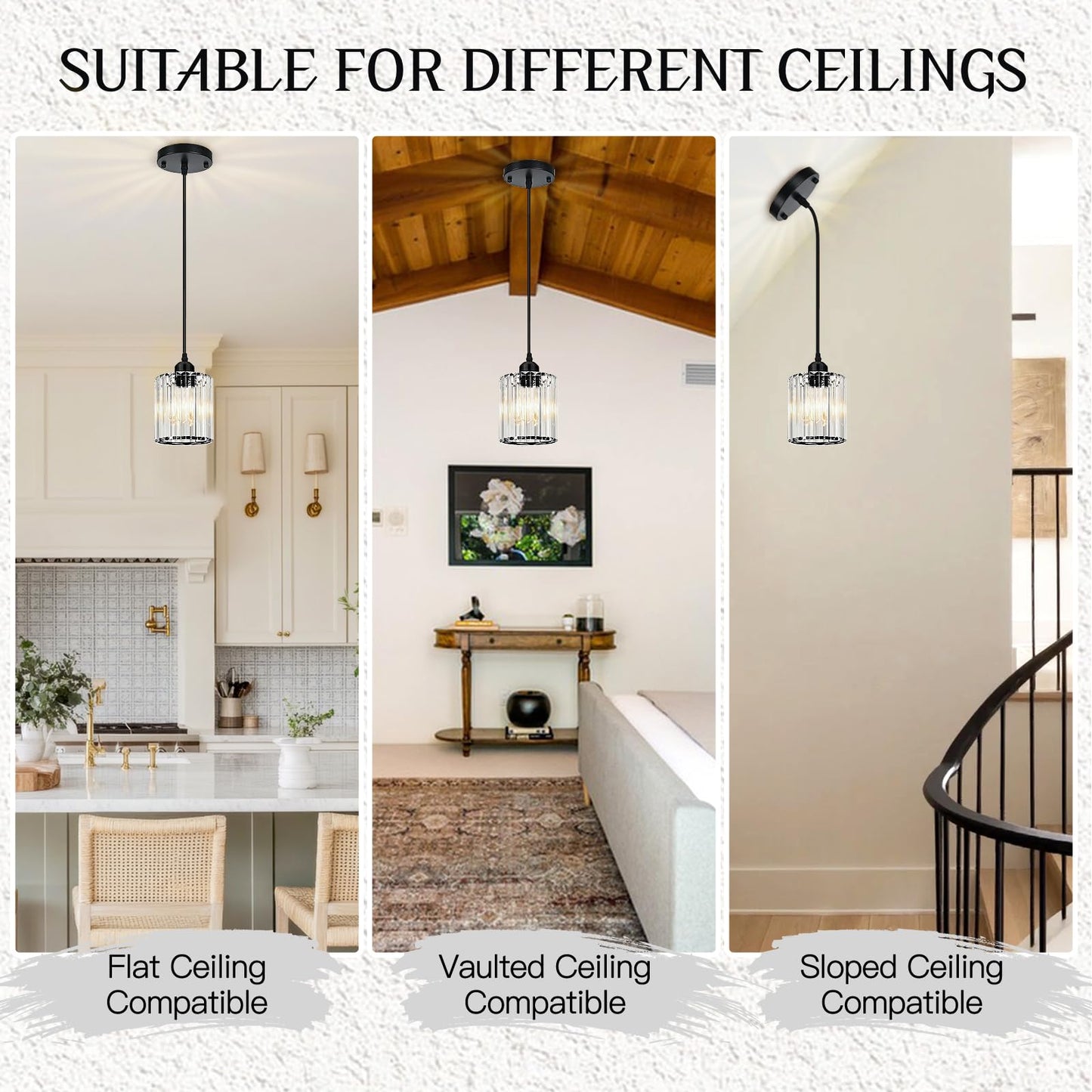 WKWKTOTO 1-Piece Pendant Lights Kitchen Island, Elegant Modern Island Lights for Kitchen with Crystal Glass – Luxury Kitchen Hanging Light for Kitchen Island, Dining Table, Entryway, Restaurant