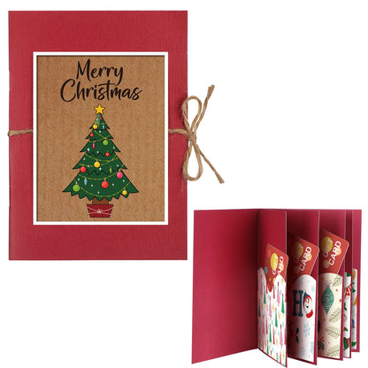 Engrowtic Christmas Gift Card Book 5 Slots Gift Postcard Sleeves Christmas Tree Money Holder Envelope Booklet for Cash Xmas Party Supplies for Teacher Office Employee Appreciation