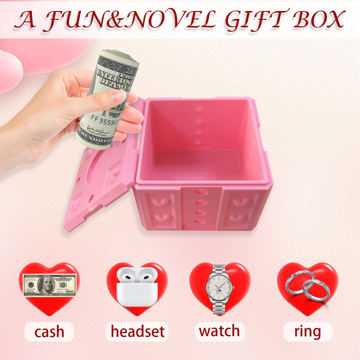 Annoying Gift Box with Screws, Annoying Present Prank Screw Box, Money Card Container Novelty Box, Take Apart Puzzle Surprise Funny (All Pink-Medium Size)