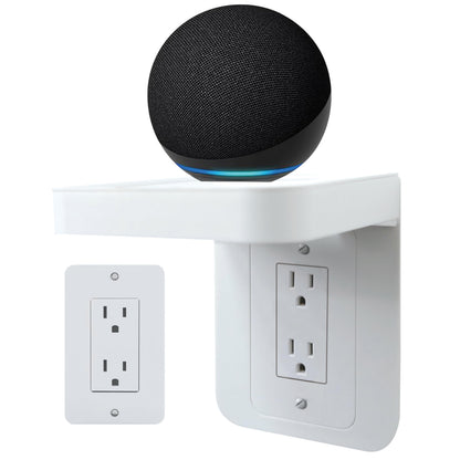 Outlet Shelf Holder Fit for Decorator Receptacle, Bathroom Decor Built-in Cable Management,Space Saving Homepod Mini,Google Home/Echo/Smart Speakers/Electric Toothbrush/Cell Phone (Decora)