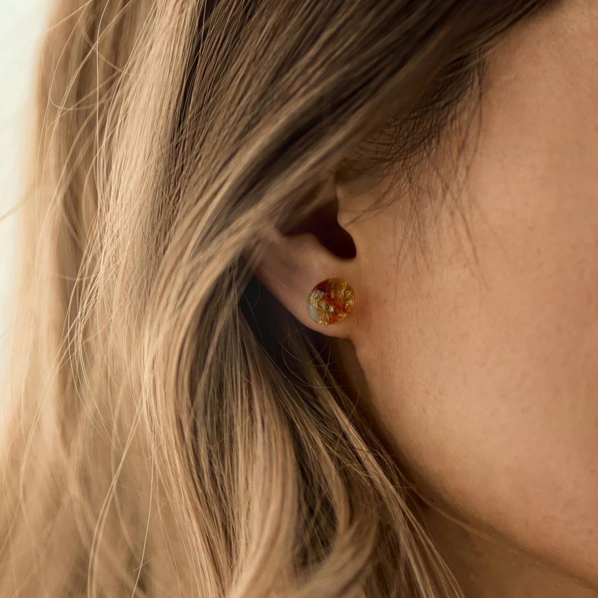 ZILENIU Citrine Earrings, Handmade Yellow Citrine Stud Earrings, Stainless Steel, Dainty November Birthstone Earrings for Women