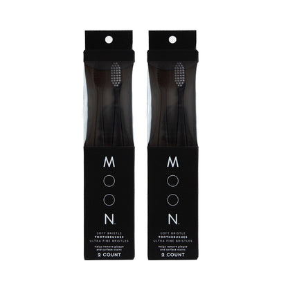 MOON Soft Bristle Toothbrush 4-Pack - Extra Soft Toothbrushes for Adults, Sensitive Gums & Teeth-Friendly - 720 Tapered Ultra-Fine Bristles per Brush for Gentle Deep Cleaning (4 Pack)