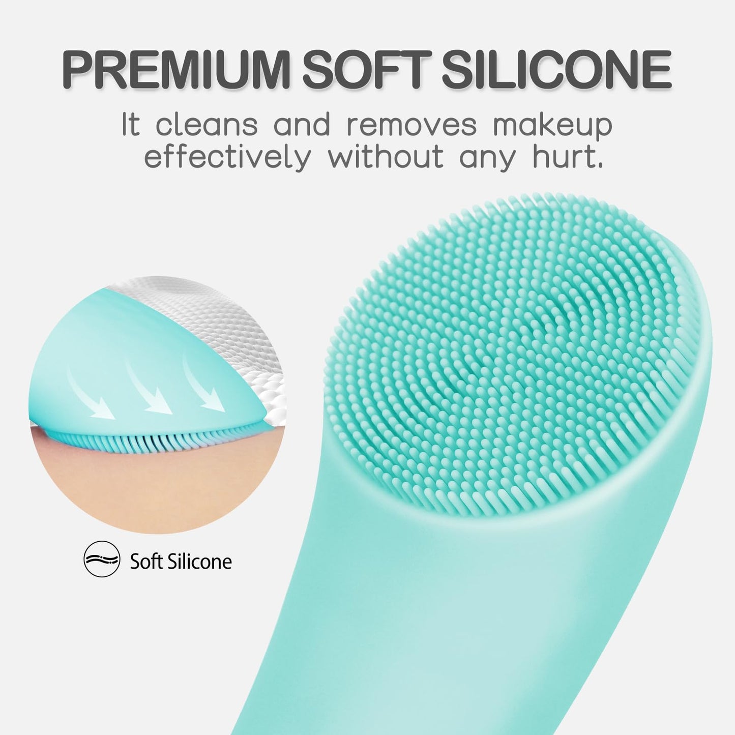 PRITECH Facial Cleansing Brush, Rechargeable Silicone Face Scrubber with Heat Massage End, Vibrating Exfoliator Scrubber for Deep Cleaning, Waterproof Face Brush for Women and Men (Pink)