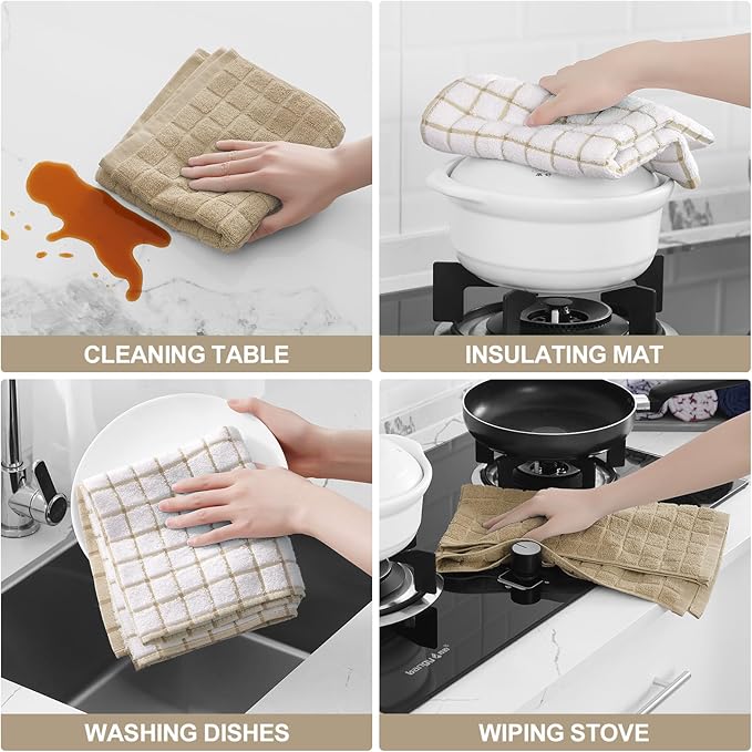 Homaxy Premium Cotton Kitchen Towels 16"x 28", Large Natural Ring Spun 390 GSM