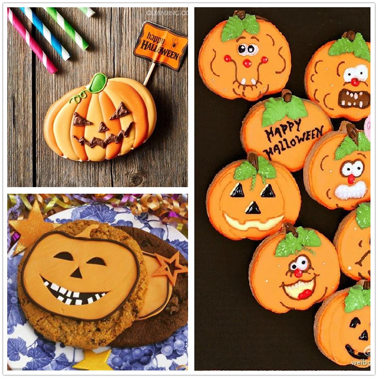 Halloween Cookie Cutters Set, 8pcs Bat and Pumpkin Shape Biscuit Cookie Cutters in 4 Sizes, Stainless Steel Food Decoration Tools and Kitchen Baking Accessories for Halloween