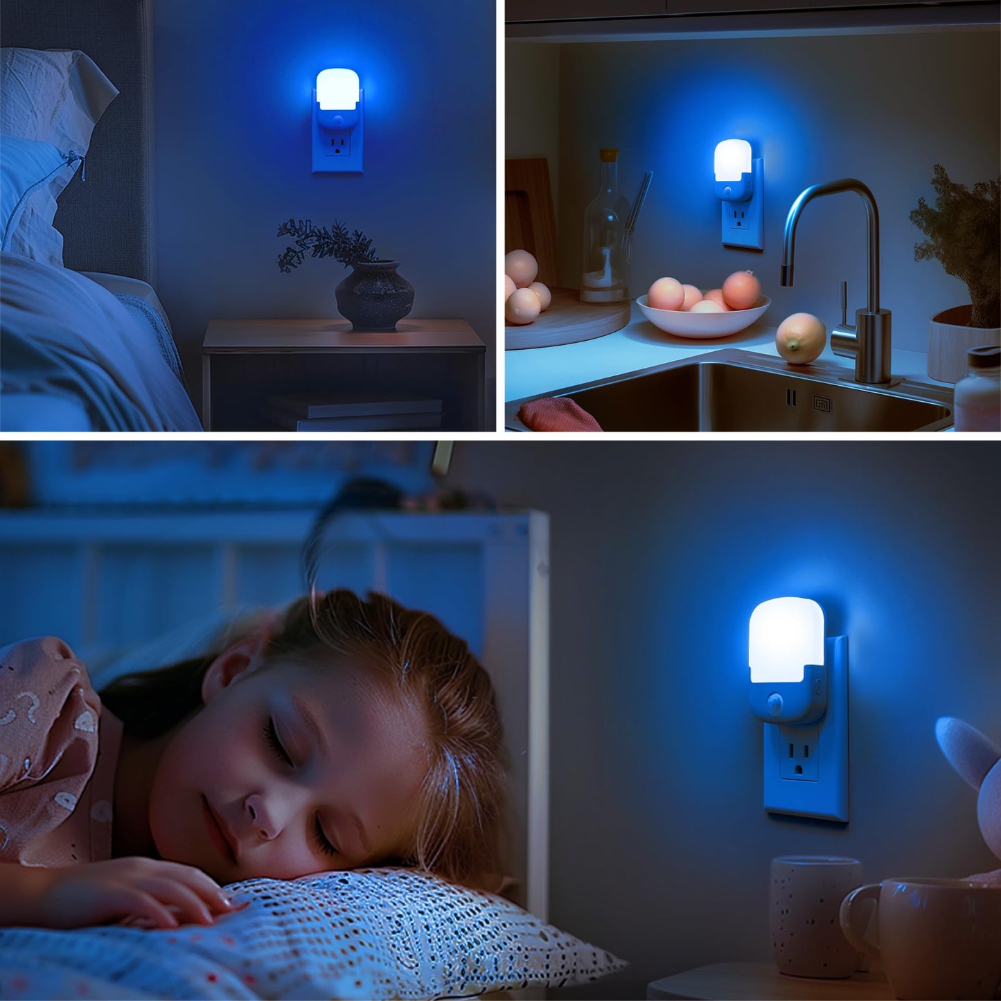 Briignite Night Lights Plug into Wall, Modern LED Night Light Plug in, Dusk to Dawn Sensor, Soft White 3000K, 0-100LM Adjustable Brightness, Dimmable NightLight for Hallway, Bedroom, Stairway, 2 Pack