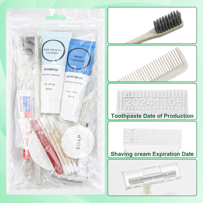 Toiletry Kits Homeless Personal Hygiene Care Package Kits Supplies In Bulk, Disposable Travel Size Essential Women Men Toiletries Set for Hotel,Charity,Camping,Travel (7.1 Inch, 40, Count)