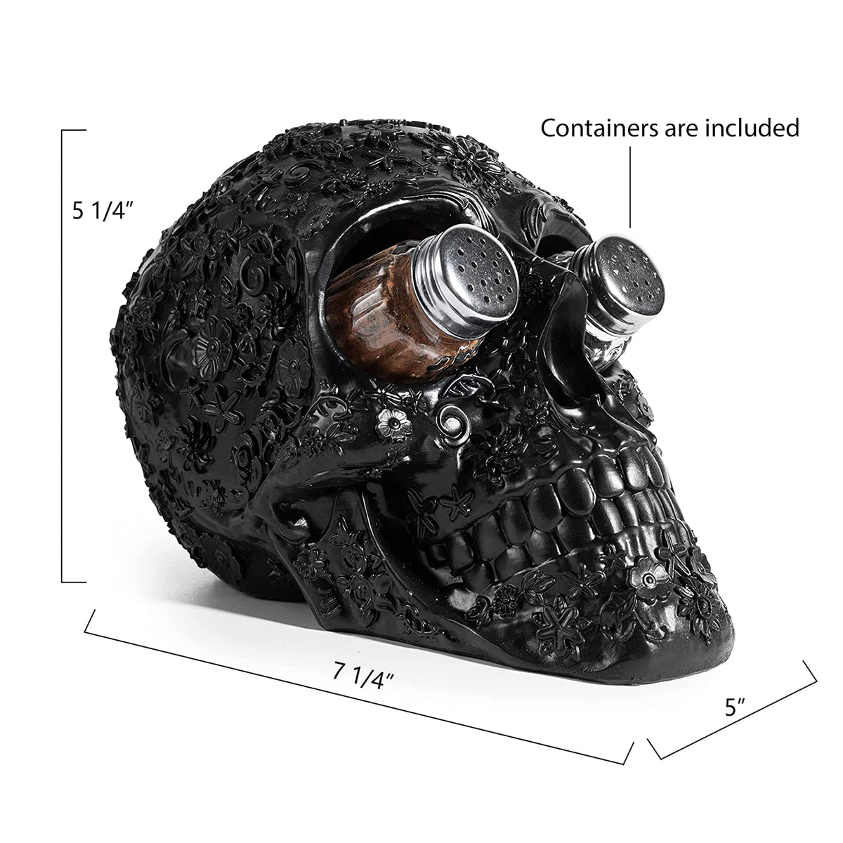Skull Salt & Pepper Shaker Set, Decorations Kitchen Spice Holder, Evil Human Medieval Polyresin Skull Salt & Pepper Holder, Day of the Dead Home Kitchen Organizer Decor Gifts for Her and Him