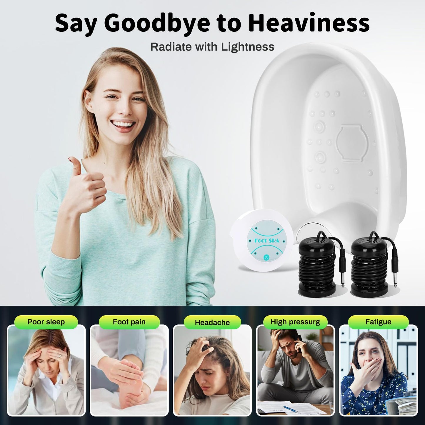 Ionic Foot Bath Detox Machine, Ionic Foot Spa Detox 30 Min at Home with 2 Ion Arrays, Aroma Salt Gift - Easy 1-Button Operation