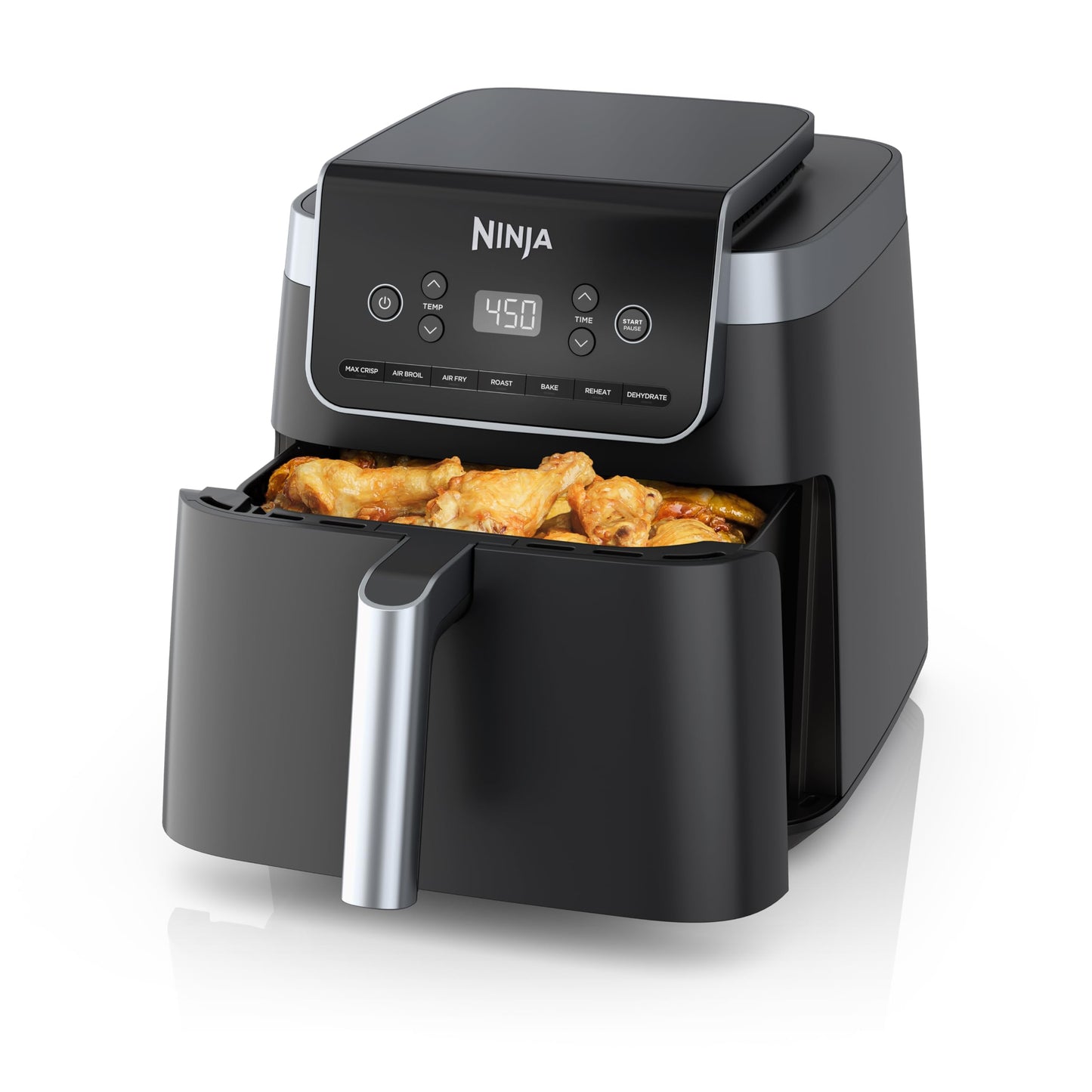 Ninja | Air Fryer | 4 QT Capacity | 4-in1 Roast, Crisp, Roast, Reheats, & Dehydrates | Dishwasher Safe Parts | Includes 20 Easy & Healthy Recipes | Compact | Grey | AF101