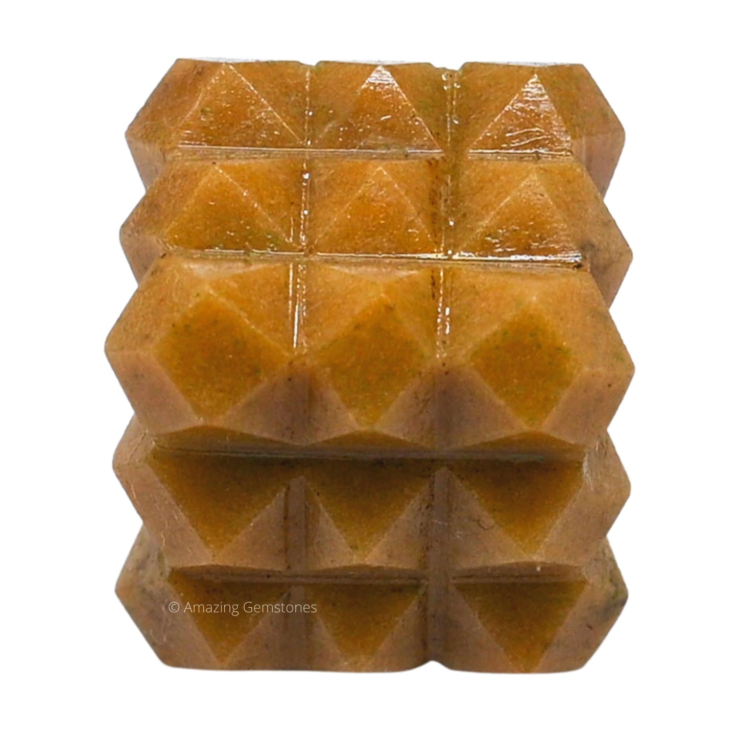 Amazing Gemstone Yellow Jasper Crystal Cube with 54 Pyramid - 1" Mini Lemurian Pyramid Cube Figurine of Natural Stone Pyramid for Meditation, Reiki, Chakra Balancing Vastu Pooja and Crystal Grids
