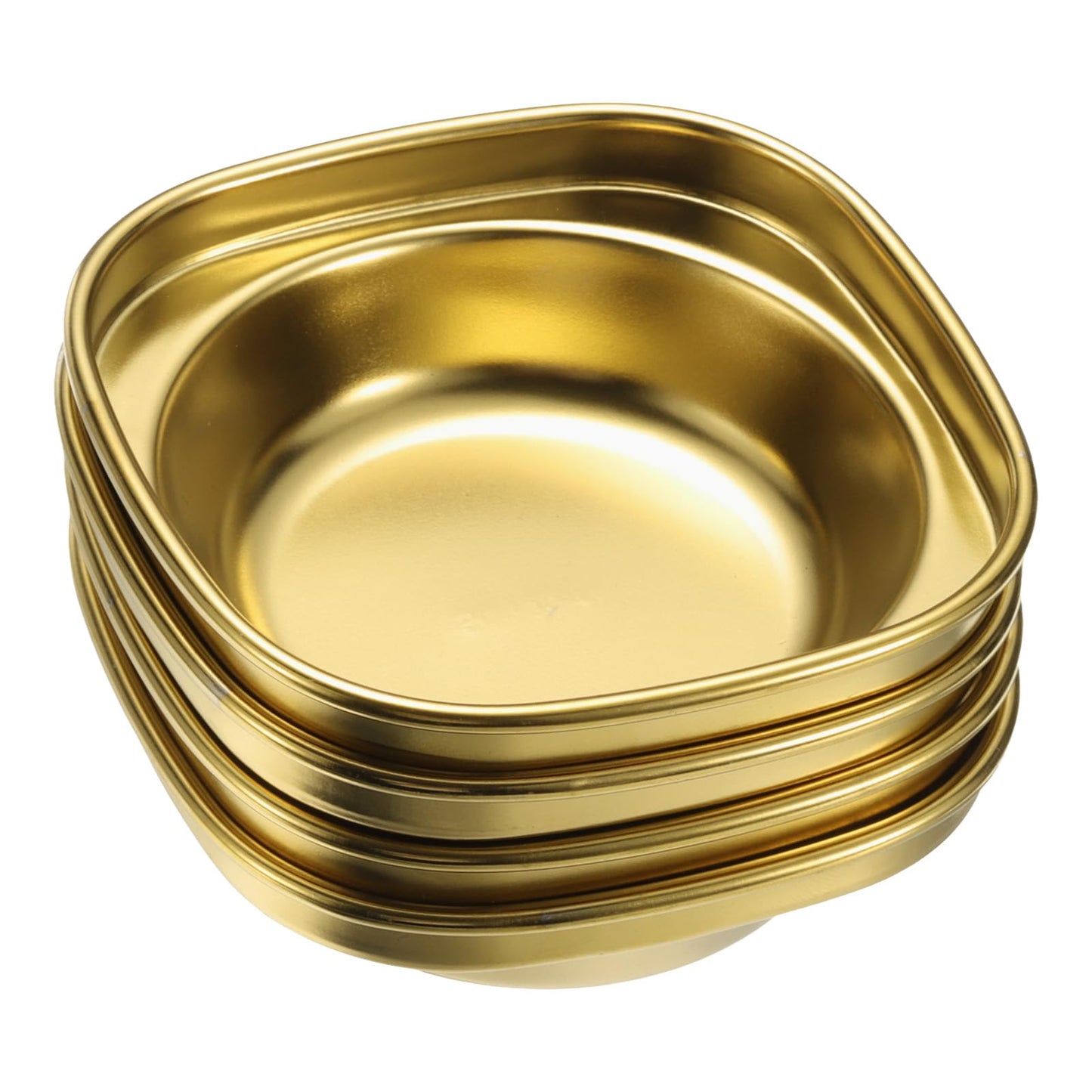 uxcell 4 Pack Stainless Steel Dish Dipping Bowls with 1 Round Compartment Divided, Metal Seasoning Plate Dipping Bowl for Condiment Home Party Restaurant Picnic Travel, Gold