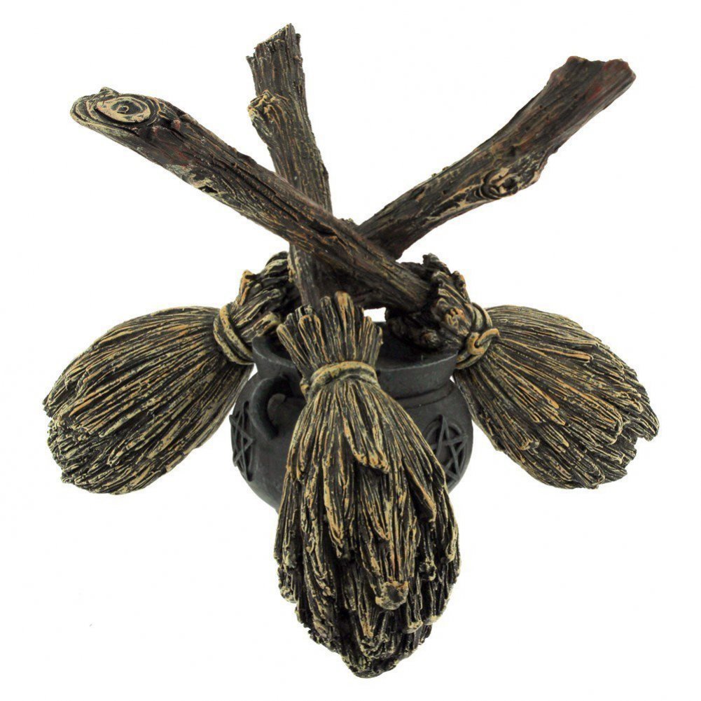 Pacific Giftware Broomstick and Cauldron Witchcraft Gazing Crystal Ball Wiccan Witch Halloween