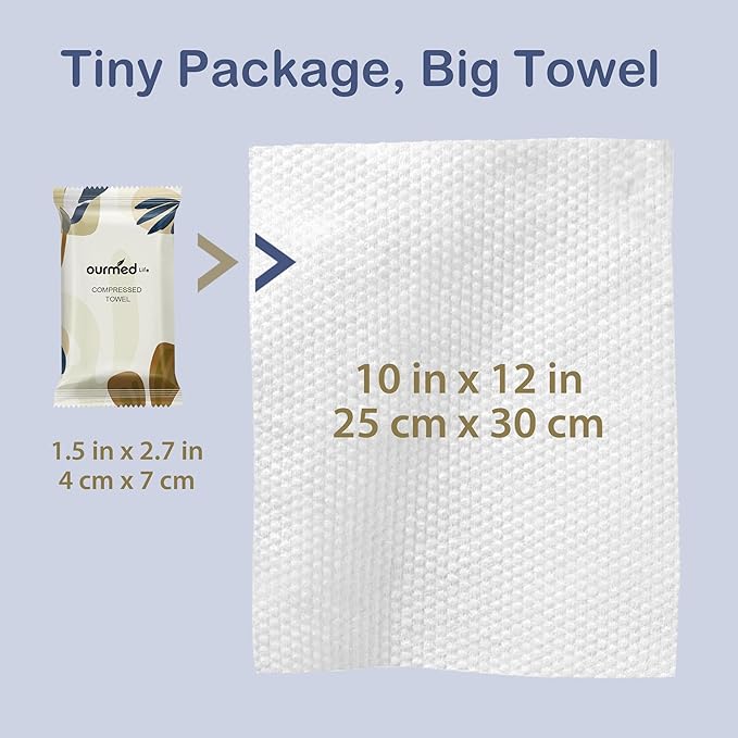 Ourmed Life Compressed Towel Tablets – Portable, Individually Wrapped